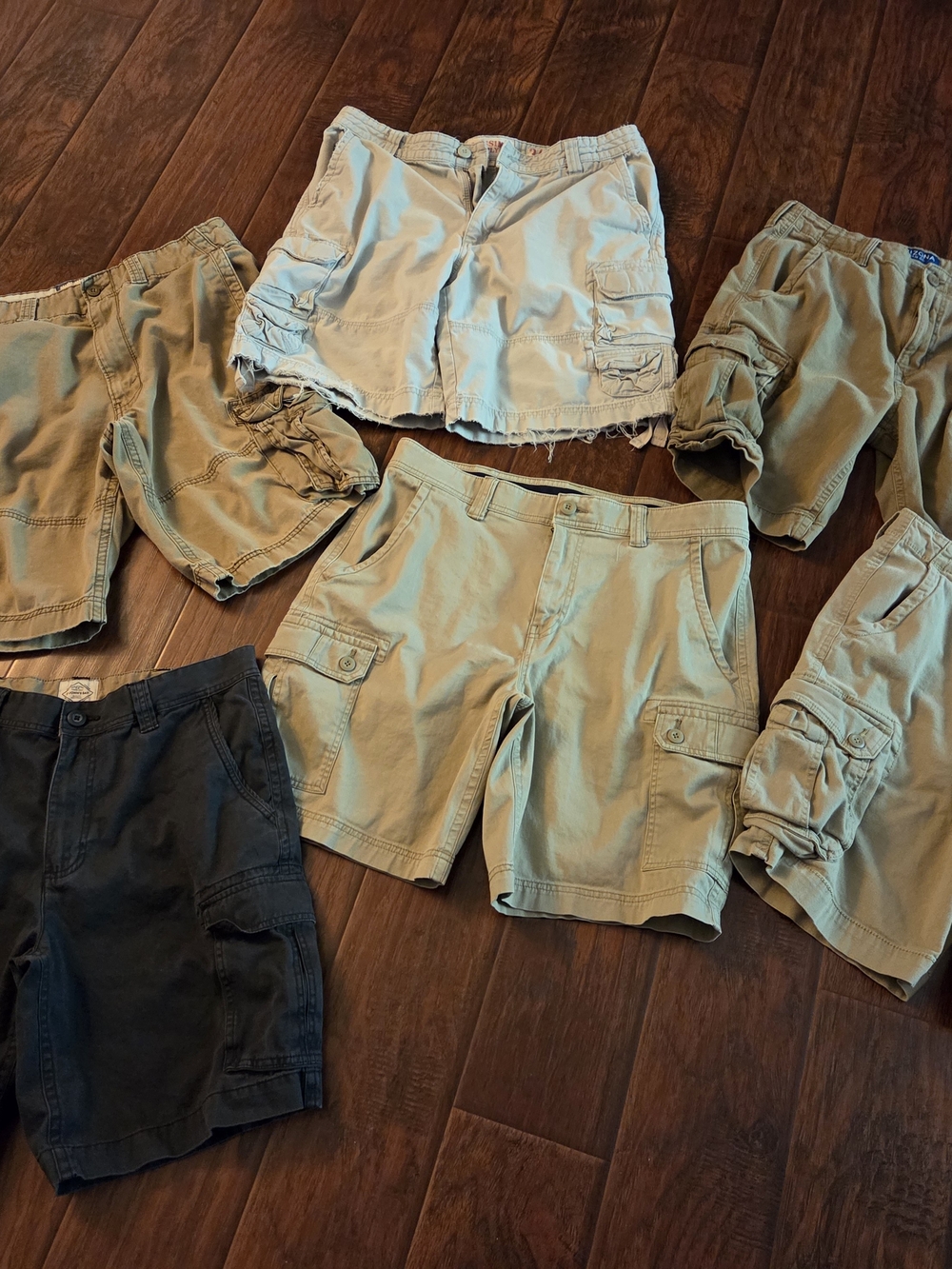 6 Men's Khaki Cargo Shorts - Classic Utility Style